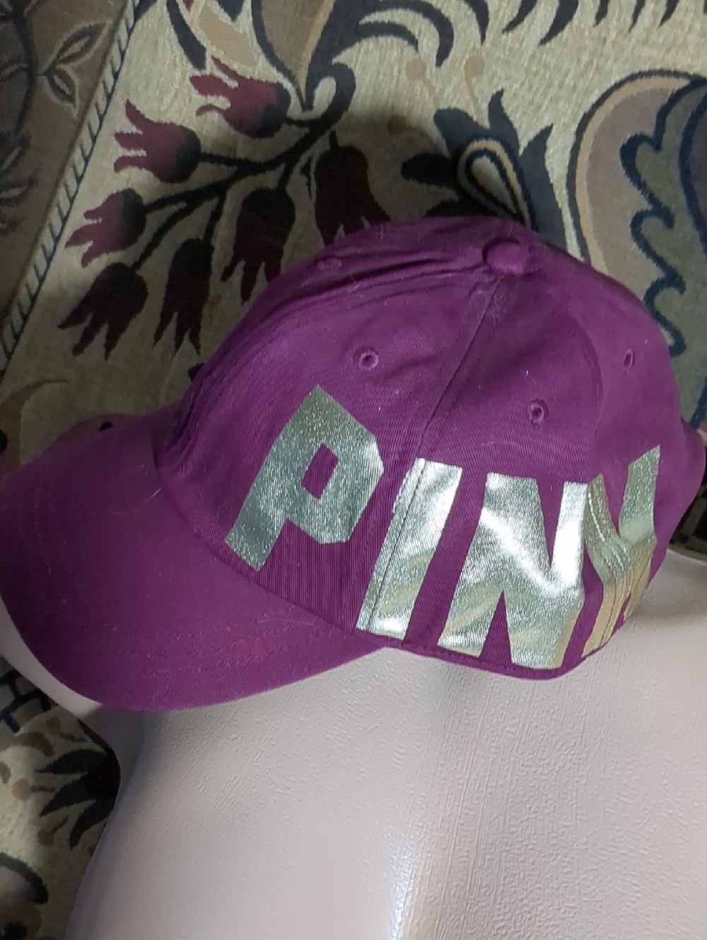 PINK Victoria's Secret Purple Baseball Cap with Silver Logo